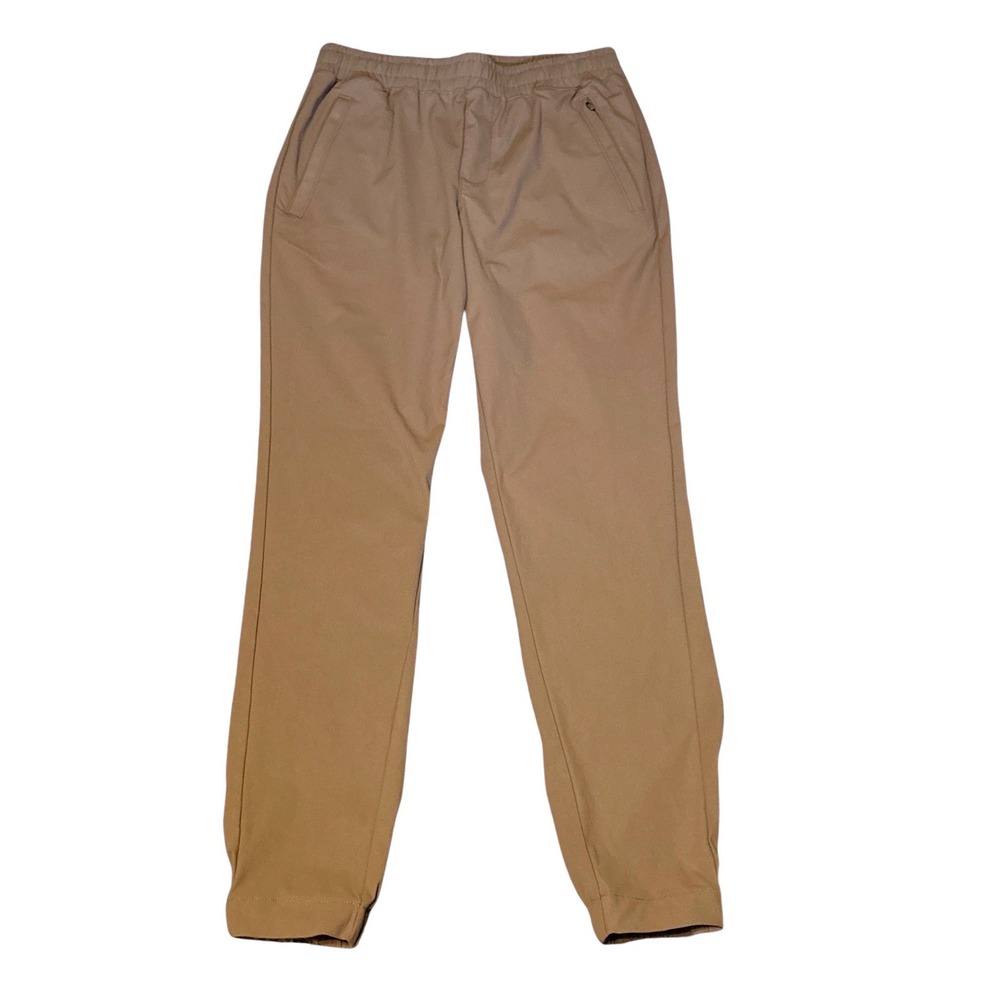 FLX Premium Elastic Waist Joggers, Small, Chino-Look, Khaki Color, Casual Travel